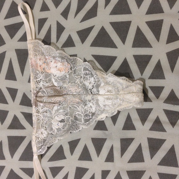 Victoria's Secret Very Sexy Push-Up Bra & V-String set, Silver Lace and Gems,NWT - Picture 5 of 8